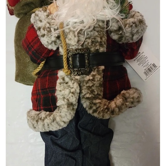 All 3 Merry Brite 18" Santa Figurine Holding Staff & Sack Country Farmhouse Doll - Picture 14 of 15